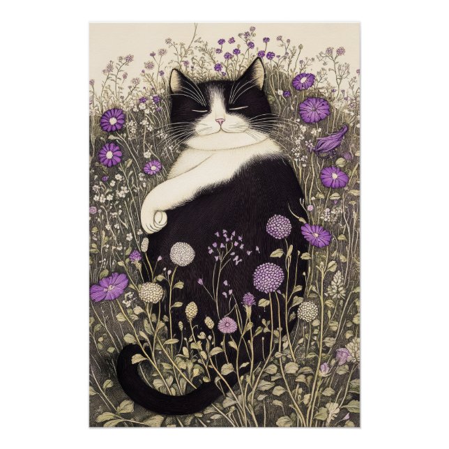 Katze in Blume Poster (Vorderseite)
