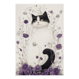 Katze in Blume Poster