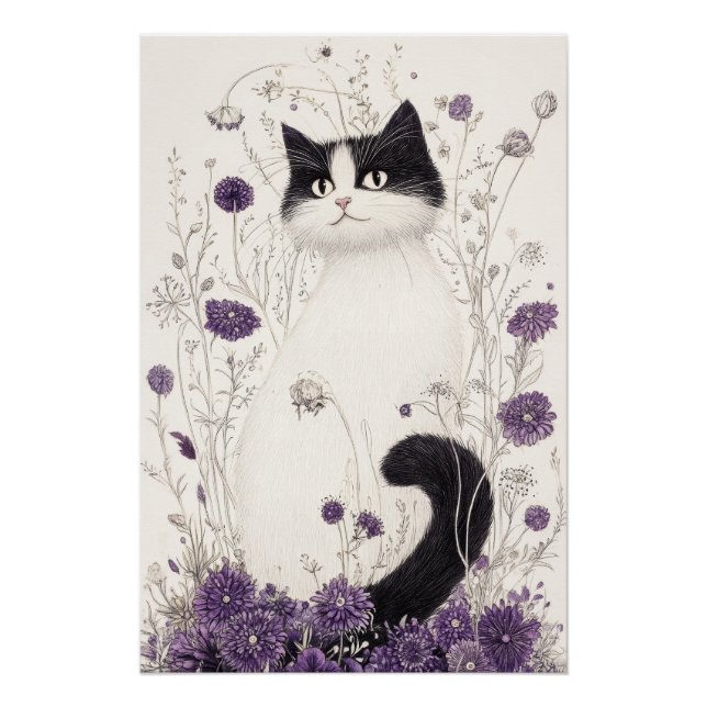 Katze in Blume Poster (Vorderseite)