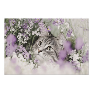 Katze in Blume Poster