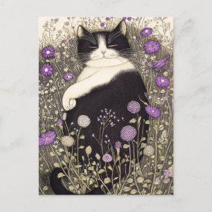 Katze in Blume Postkarte