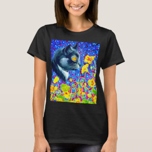 Katze in Blume T-Shirt
