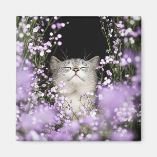 Katze in Blumen Magnet