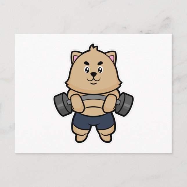 Katze in Bodybuilding mit Barbell Postkarte (Vorderseite)