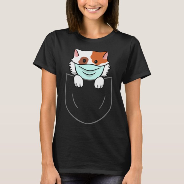 Katze in Brustpocket Brustpocket Tiermaske T-Shirt (Vorderseite)