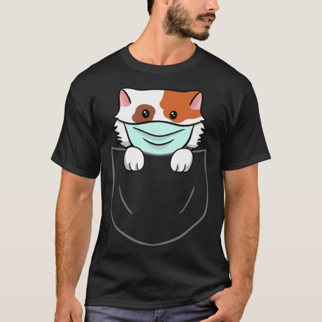 Katze in Brustpocket Brustpocket Tiermaske T-Shirt (Vorderseite)