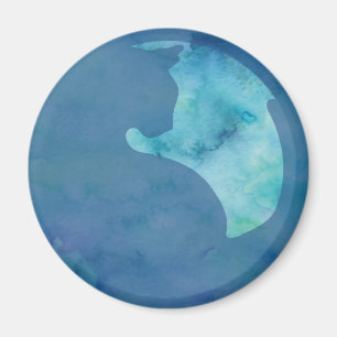 Katze in Circle - Blue Magnet