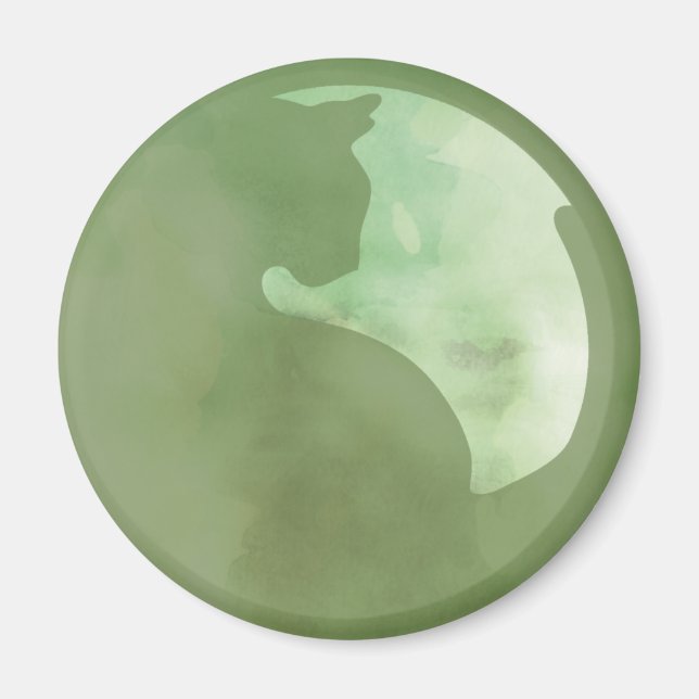 Katze in Circle - Green Magnet (Vorne)
