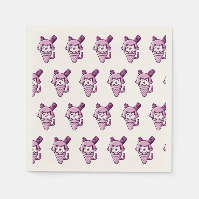 Katze in Cone Pink Serviette (Vorderseite)