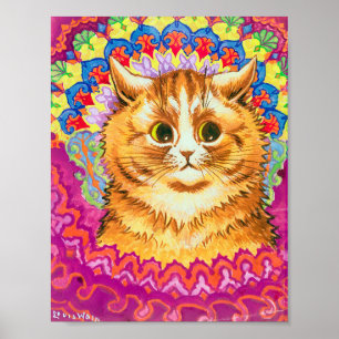 Katze in dekorativem Muster, Louis Wain Poster