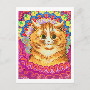 Katze in dekorativem Muster, Louis Wain Postkarte