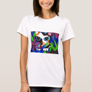Katze in den Blumen T-Shirt