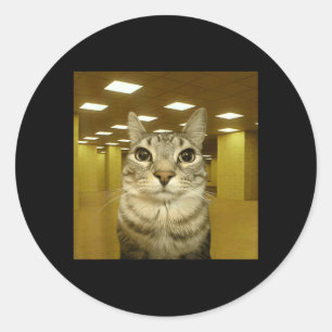 Katze in den Hinterzimmern Liminaler Raum Lustiges Runder Aufkleber