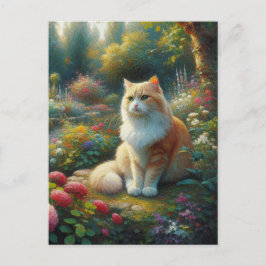 Katze in den schönen Garten Canvas Print Postkarte