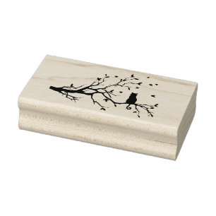 Katze in der Baum-Silhouette Gummistempel