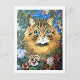 Katze in der Blume, Louis Wain Postkarte