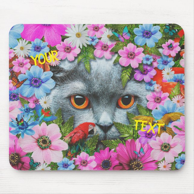 Katze in der Blume Mousepad (Vorne)