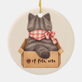 Katze in der Box Keramik Ornament