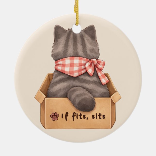Katze in der Box Keramik Ornament (Hinten)