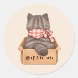 Katze in der Box Runder Aufkleber