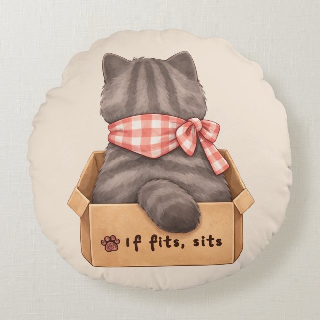 Katze in der Box Rundes Kissen (Vorderseite)