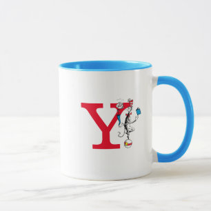 Katze in der Hat Balancing Act Monogram Y Tasse