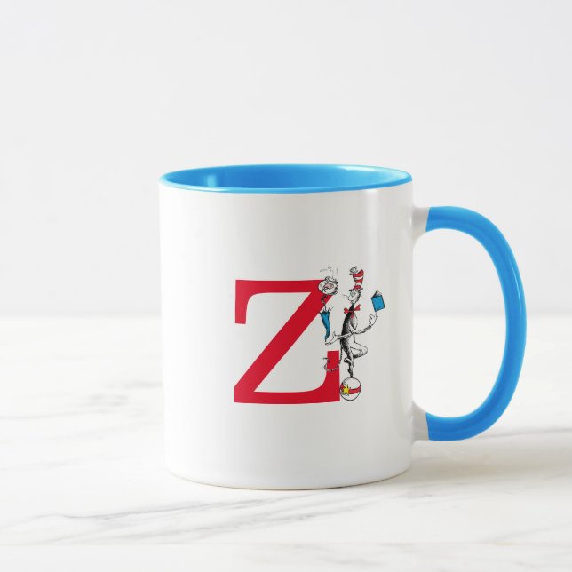 Katze in der Hat Balancing Act Monogram Z Tasse (Rechts)
