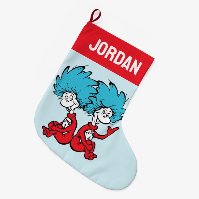 Katze in der Hut-Sache Eins & Zwei Großer Weihnachtsstrumpf (Vorderansicht (hängend))