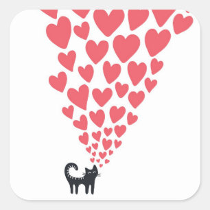 Katze in der Liebe Quadratischer Aufkleber