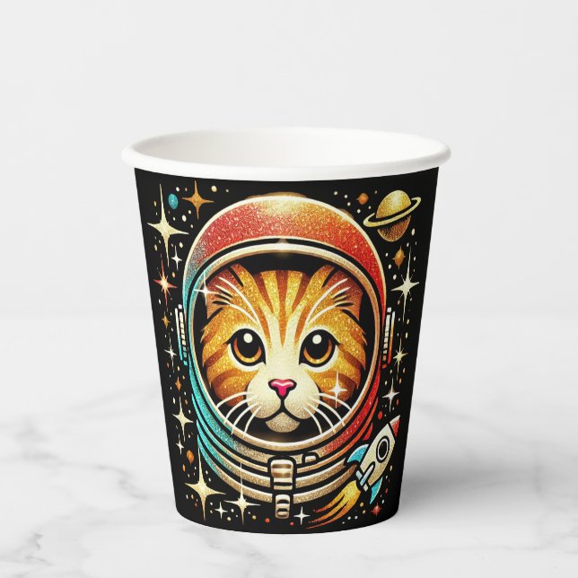 Katze in der Papiertasse! Pappbecher (Vorderseite)