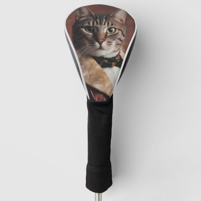 Katze in der Rauchjacke Golf Headcover (Vorderseite)