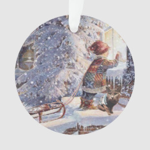 Katze in der Schnee-Weihnachtsverzierung Ornament