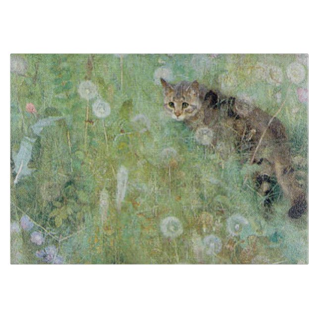 Katze in der Sommer-Wiese, Bruno Liljefors Schneidebrett (Vorderseite)