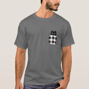 Katze in der Tasche Weißes Buffalo Kariert Pocket  T-Shirt