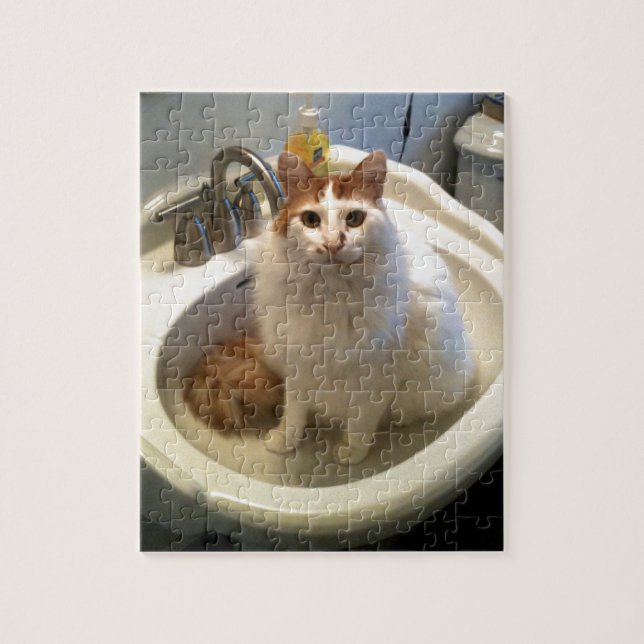 Katze in der Wanne Puzzle (Vertikal)