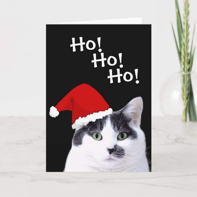 Katze in der Weihnachtsmannmütze Weihnachten (Vorderseite)