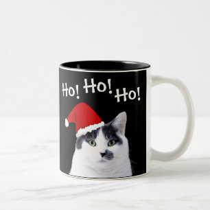 Katze in der Weihnachtsmannmütze Weihnachten Zweifarbige Tasse