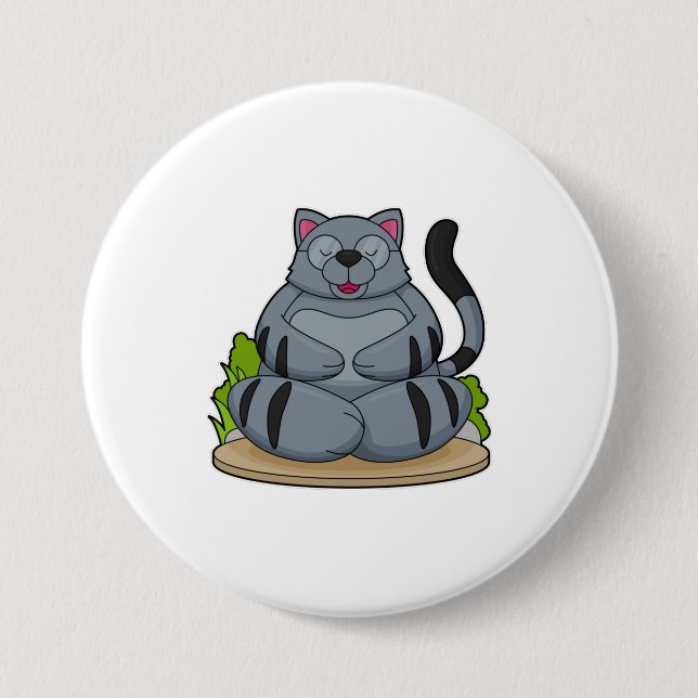 Katze in der Yoga-Fitness Button (Vorderseite)