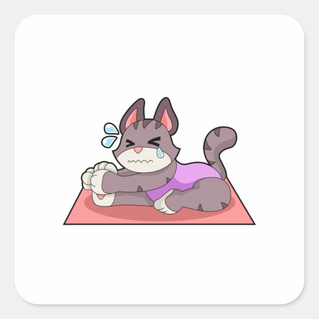 Katze in der Yoga-Fitness Quadratischer Aufkleber (Vorderseite)