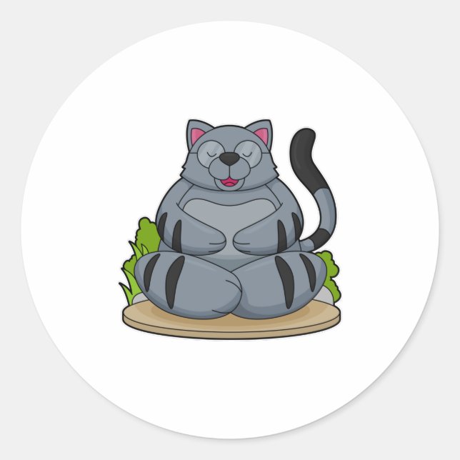 Katze in der Yoga-Fitness Runder Aufkleber (Vorderseite)