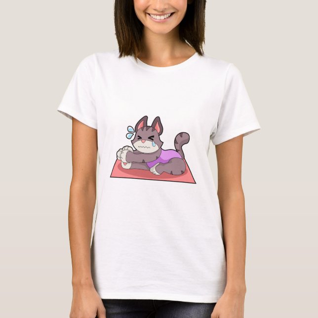 Katze in der Yoga-Fitness T-Shirt (Vorderseite)