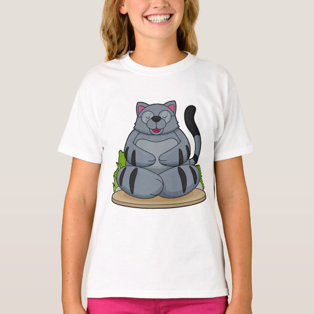 Katze in der Yoga-Fitness T-Shirt (Vorderseite)