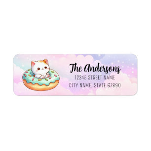 Katze in Donut-Rücksendeadressen-Aufklebern