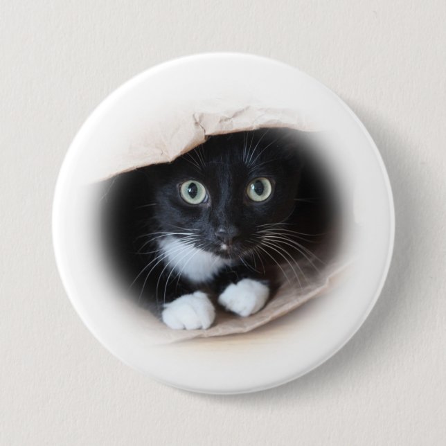 Katze in einem Beutel Button (Vorderseite)