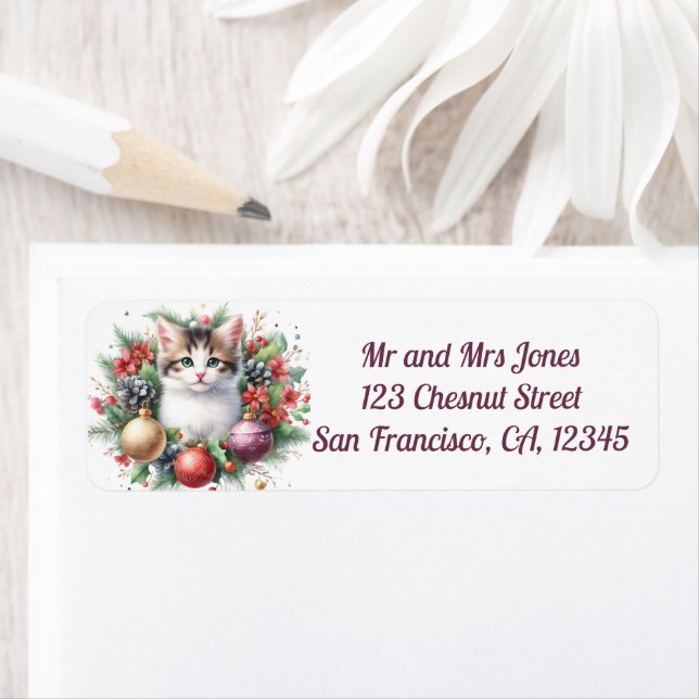 Katze in einem Blumenreath 5-Rücksendeadresse (Insitu)