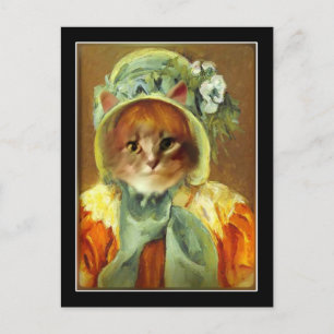 Katze in einem Bonnet Postkarte