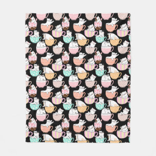 Katze in einem Cup Muster Design 01 w Fleecedecke