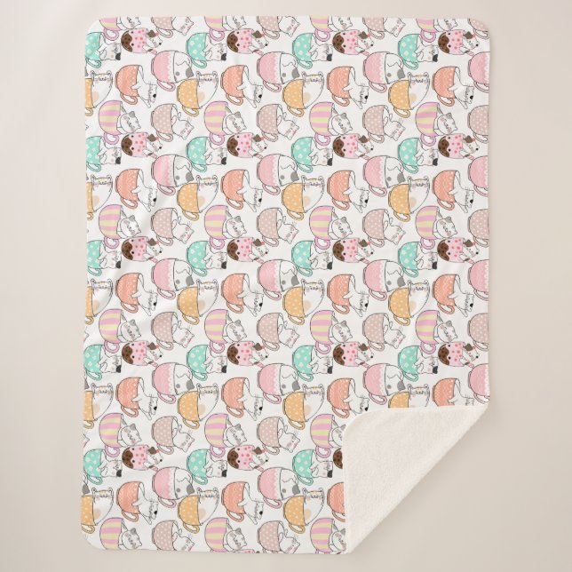 Katze in einem Cup Muster Design 01 w Sherpadecke (Vorderseite)