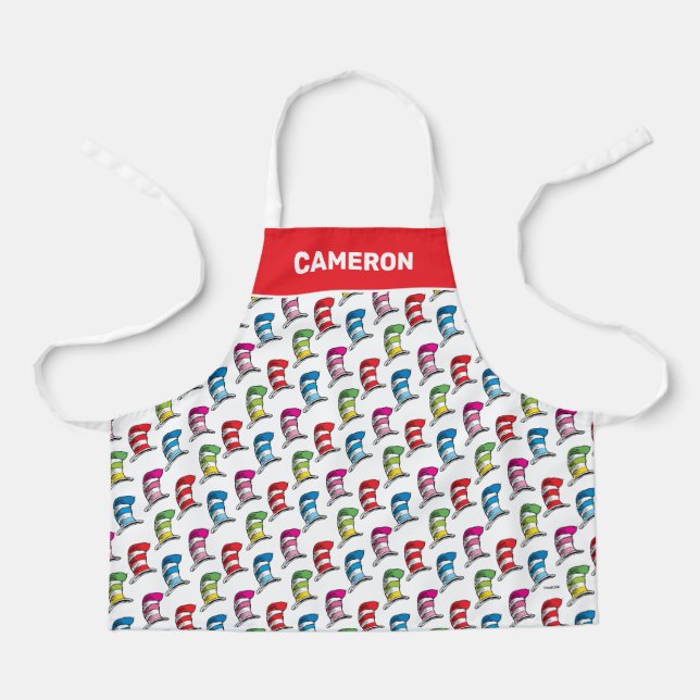 Katze in einem farbenfrohen Hutmuster Schürze (Vorderseite)