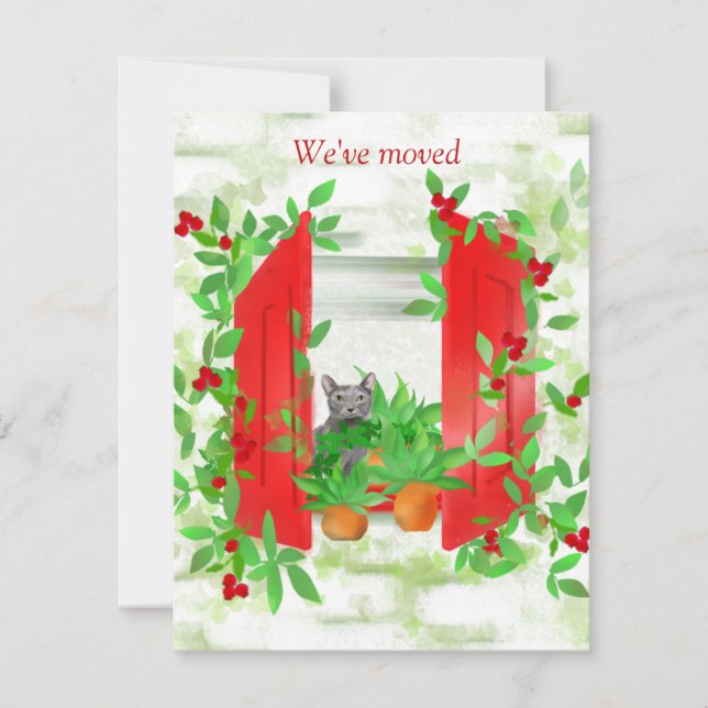 Katze in einem Fenster Neue Zuhause Flat Note Card Mitteilungskarte (Vorderseite)